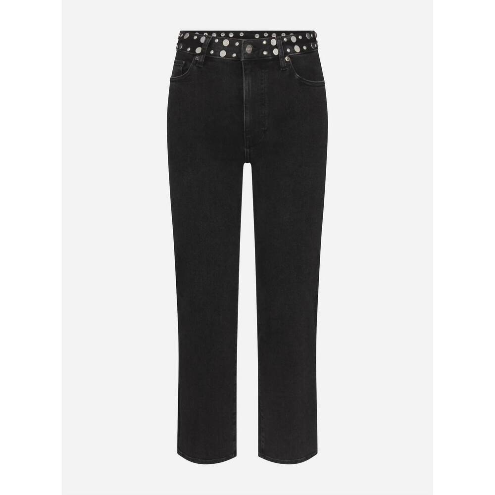 NEW FRAME le sleek straight studded jean in meteor - Picture 5 of 5